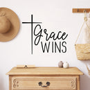 Vinyl Wall Art Decal - Grace Wins - 8.5" x 10" - Spiritual Lovely Inspiring Quote Sticker For Home Bedroom Living Room Religious Center Decor 2