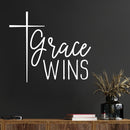Vinyl Wall Art Decal - Grace Wins - 8.5" x 10" - Spiritual Lovely Inspiring Quote Sticker For Home Bedroom Living Room Religious Center Decor 2