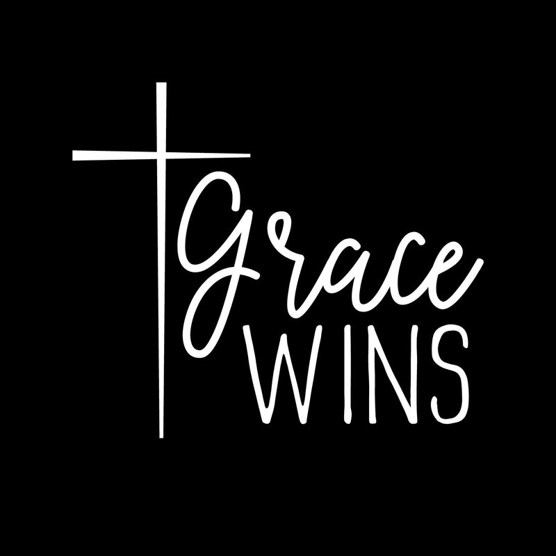 Vinyl Wall Art Decal - Grace Wins - 8.5" x 10" - Spiritual Lovely Inspiring Quote Sticker For Home Bedroom Living Room Religious Center Decor 1