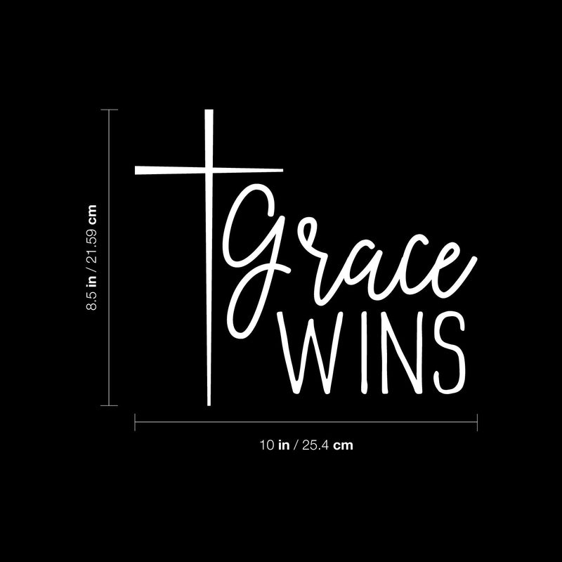 Vinyl Wall Art Decal - Grace Wins - 8.5" x 10" - Spiritual Lovely Inspiring Quote Sticker For Home Bedroom Living Room Religious Center Decor 4
