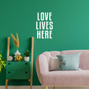 Vinyl Wall Art Decal - Love Lives Here - 25.5" x 16" - Modern Motivational Self Love Quote Sticker For Home Bedroom Window Office Therapy Living Room Mirror Decor 3