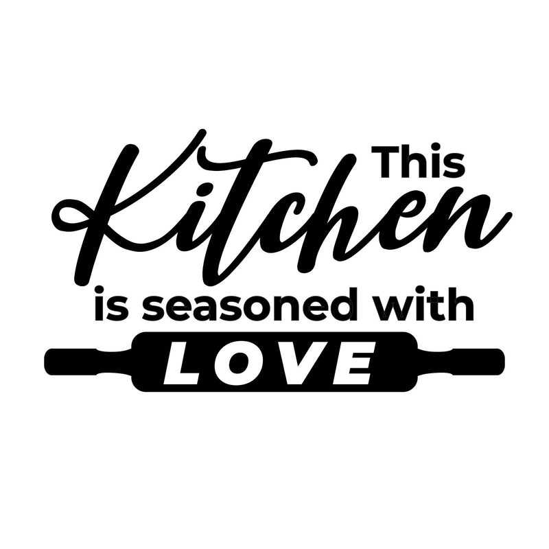 Vinyl Wall Art Decal - This Kitchen Is Seasoned With Love - 14" x 8" - Inspirational Family Quote Sticker For Home Kitchen Dining Room Office Kitchenette Decor 1