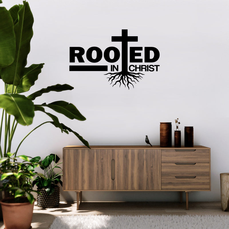 Vinyl Wall Art Decal - Rooted In Christ - 17" x 24" - Modern Inspirational Spiritual Religious Quote Sticker For Home Church Living Room Bedroom Decor 2