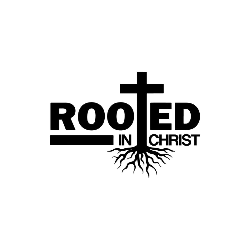 Vinyl Wall Art Decal - Rooted In Christ - 17" x 24" - Modern Inspirational Spiritual Religious Quote Sticker For Home Church Living Room Bedroom Decor 1