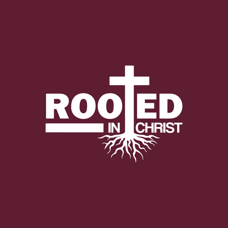 Vinyl Wall Art Decal - Rooted In Christ - 17" x 24" - Modern Inspirational Spiritual Religious Quote Sticker For Home Church Living Room Bedroom Decor 1