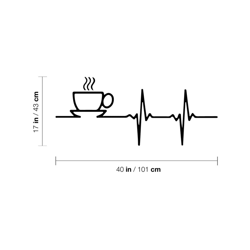 Vinyl Wall Art Decal - Coffee Life - Trendy Heartbeat Cafe Quote Sticker For Home Kitchen Bedroom Store Living Room Work Office Kitchenette Decor 4