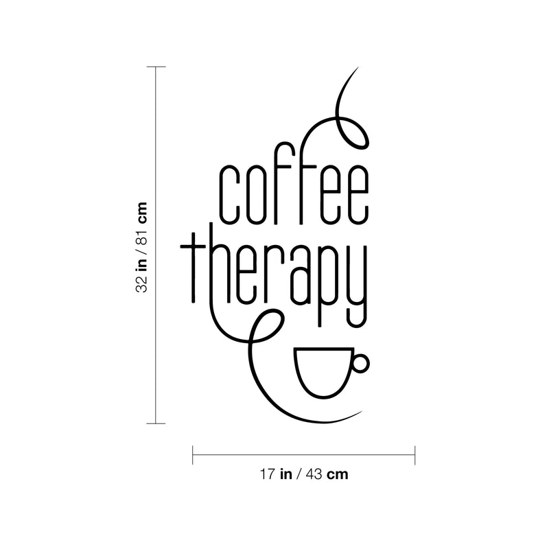 Vinyl Wall Art Decal - Coffee Therapy - 32" x 17" - Modern Inspirational Caffeine Lovers Quote Mug Figure Sticker For Home Office Kitchen Coffee Shop Restaurant Decor 4