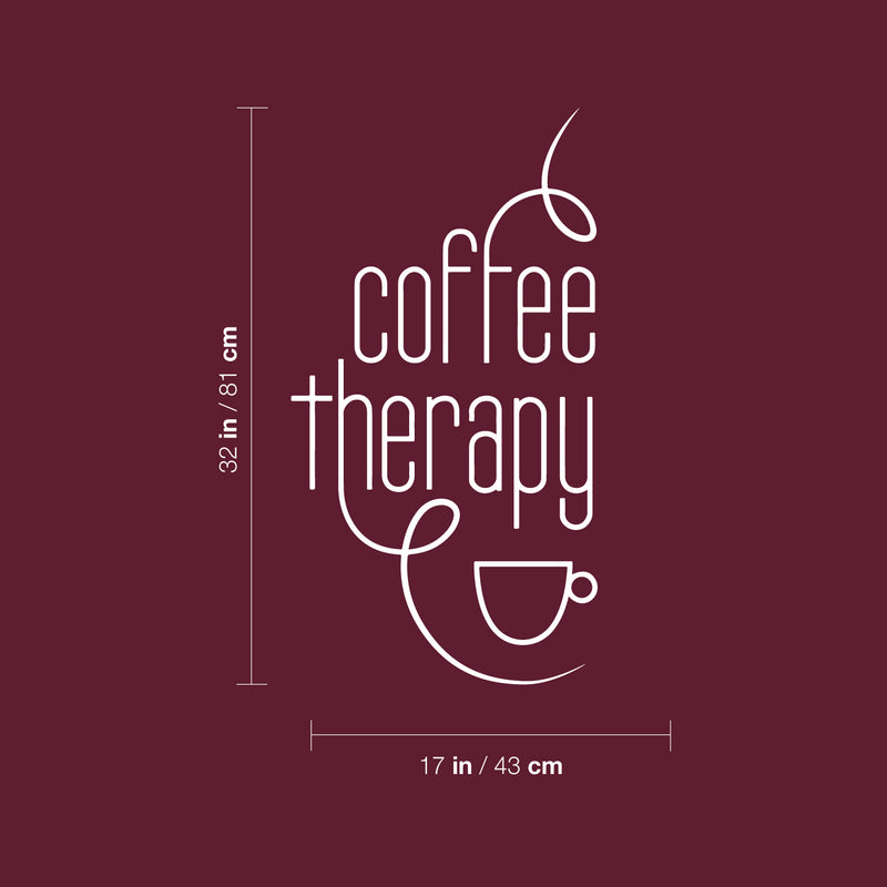 Vinyl Wall Art Decal - Coffee Therapy - 32" x 17" - Modern Inspirational Caffeine Lovers Quote Mug Figure Sticker For Home Office Kitchen Coffee Shop Restaurant Decor 4