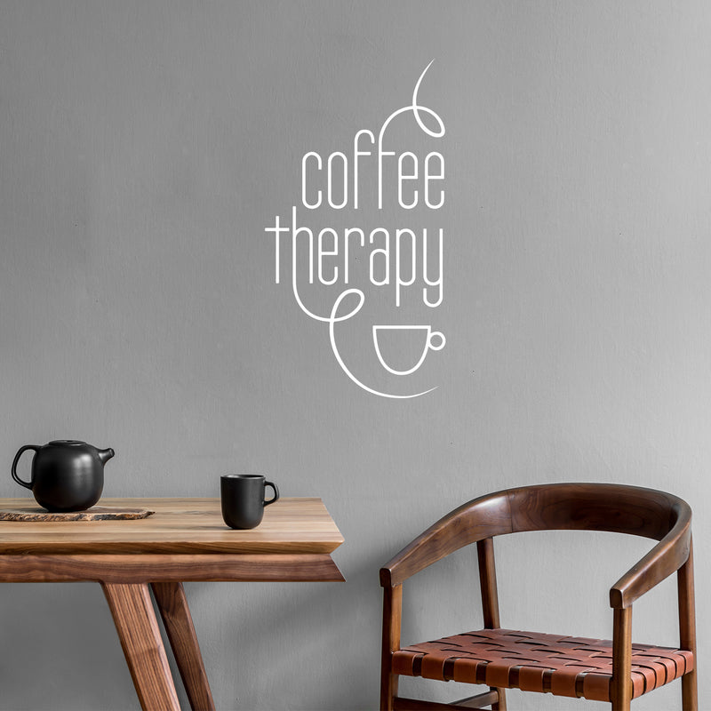 Vinyl Wall Art Decal - Coffee Therapy - 32" x 17" - Modern Inspirational Caffeine Lovers Quote Mug Figure Sticker For Home Office Kitchen Coffee Shop Restaurant Decor 2