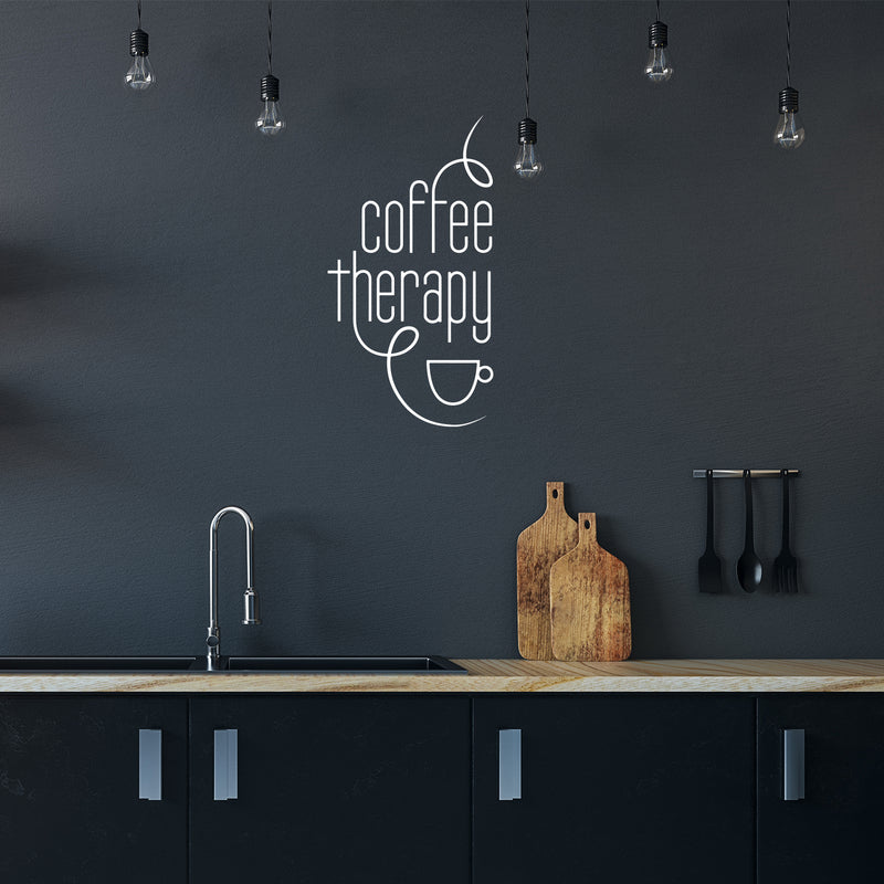 Vinyl Wall Art Decal - Coffee Therapy - 32" x 17" - Modern Inspirational Caffeine Lovers Quote Mug Figure Sticker For Home Office Kitchen Coffee Shop Restaurant Decor 3