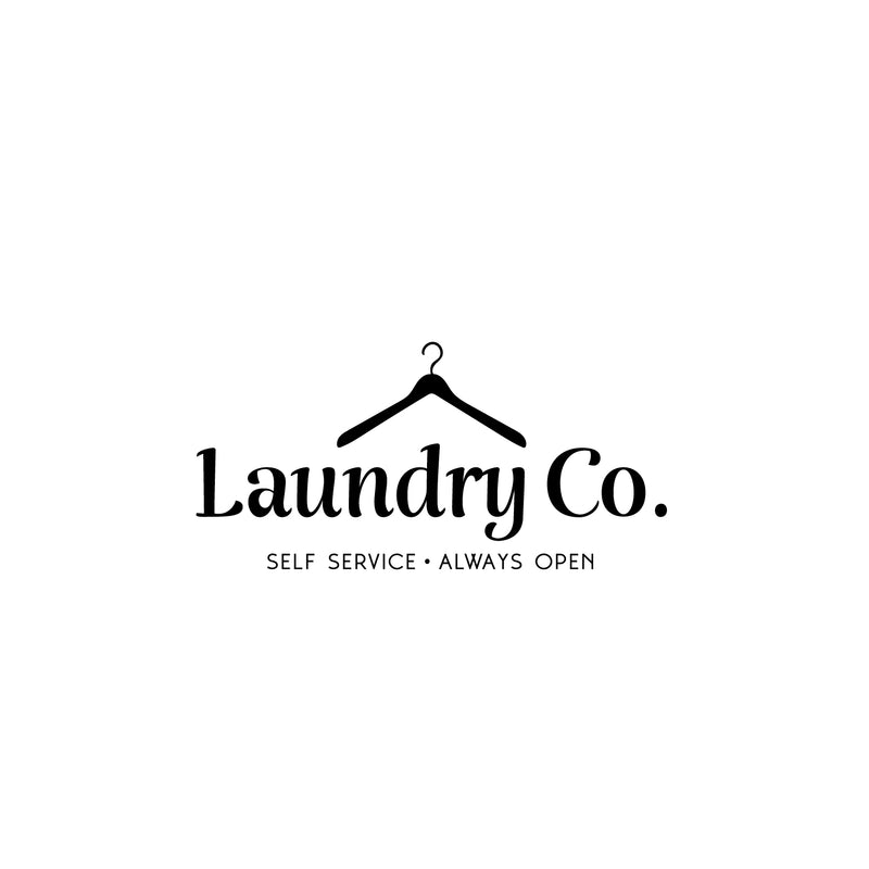 Vinyl Wall Art Decal - Laundry Co Self Service Always Open - 12" x 25" - Trendy Motivational Funny Design Quote Sticker For Home Closet Bathroom Laundry Washing Room Decor 1