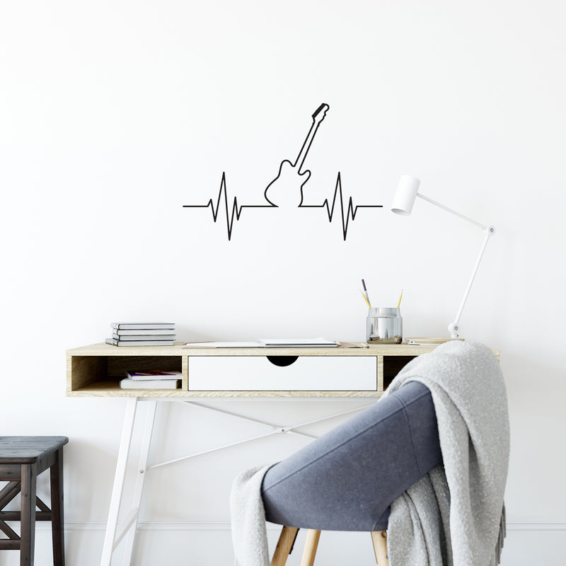 Vinyl Wall Art Decal - Music Life - 16.5" x 25" - Trendy Fun Inspiring Guitar Shape Positive Design Sticker For Home Bedroom Living Room Office School Coffee Shop Gym Fitness Decor 2