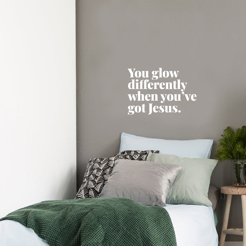 Vinyl Wall Art Decal - You Glow Differently When You've Got Jesus - 9" x 13" - Modern Inspiring Lovely Faith Quote Sticker For Home Bedroom Living Room Family Room Religious Center Decor 3