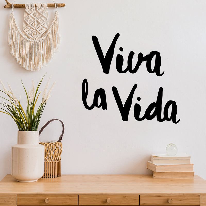 Vinyl Wall Art Decal - Viva La Vida / Live The Life - Trendy Inspiring Lovely Optimistic Spanish Quote Sticker For Home Bedroom Closet Living Room Coffee Shop Decor 2