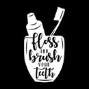 Vinyl Wall Art Decal - Floss And Brush Your Teeth - 8" x 16" - Silhouette Modern Bathroom Quote Sticker For Home Bedroom Dentist Office Kids Room Decor 1