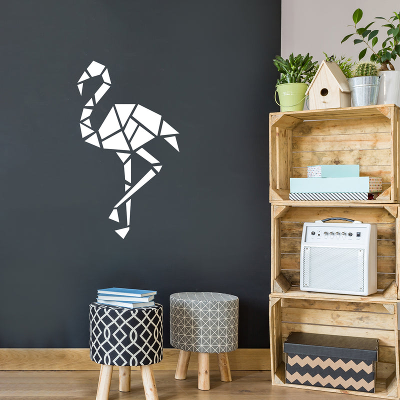Vinyl Wall Art Decal - Geometric Flamingo - 14" x 24.5" - Modern Sticker Trendy Figures Minimalist Design For Cat Lovers Home Bedroom Living Room Work Office Store Fine Decor 2