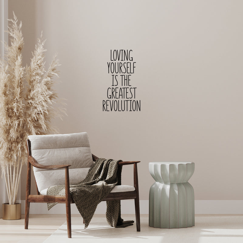 Vinyl Wall Art Decal - Loving Yourself Is The Greatest Revolution - 26.5" x 16" - Modern Motivational Self Love Quote Sticker For Home Office Therapy Living Room Decor 2