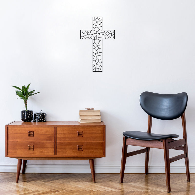 Vinyl Wall Art Decal - Religious Cross - Modern Inspirational Spiritual Figure Sticker For Home Office Church Living Room Bedroom Decor 3