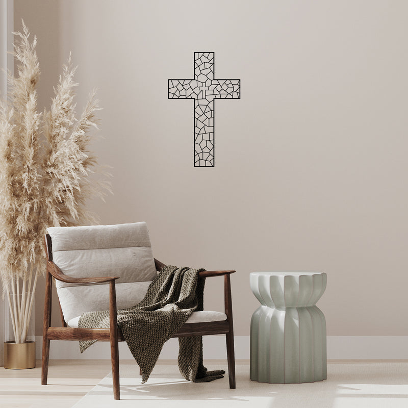 Vinyl Wall Art Decal - Religious Cross - 27" x 17" - Modern Inspirational Spiritual Figure Sticker For Home Office Church Living Room Bedroom Decor 2