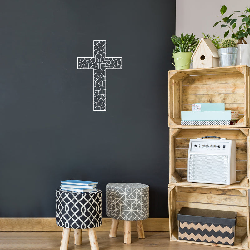 Vinyl Wall Art Decal - Religious Cross - 27" x 17" - Modern Inspirational Spiritual Figure Sticker For Home Office Church Living Room Bedroom Decor 3