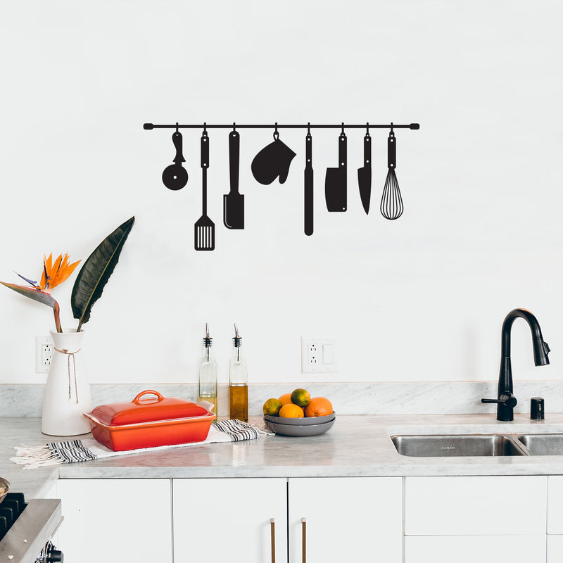 Vinyl Wall Art Decal - Kitchen Utensils - 16. - Modern Inspirational Shape Sticker For Home Bedroom Family Room Kitchen Dining Room Restaurant Decor 2