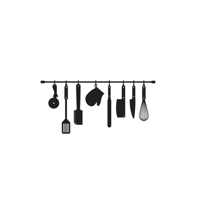 Vinyl Wall Art Decal - Kitchen Utensils - 16.5" x 35.5" - Modern Inspirational Shape Sticker For Home Bedroom Family Room Kitchen Dining Room Restaurant Decor 1