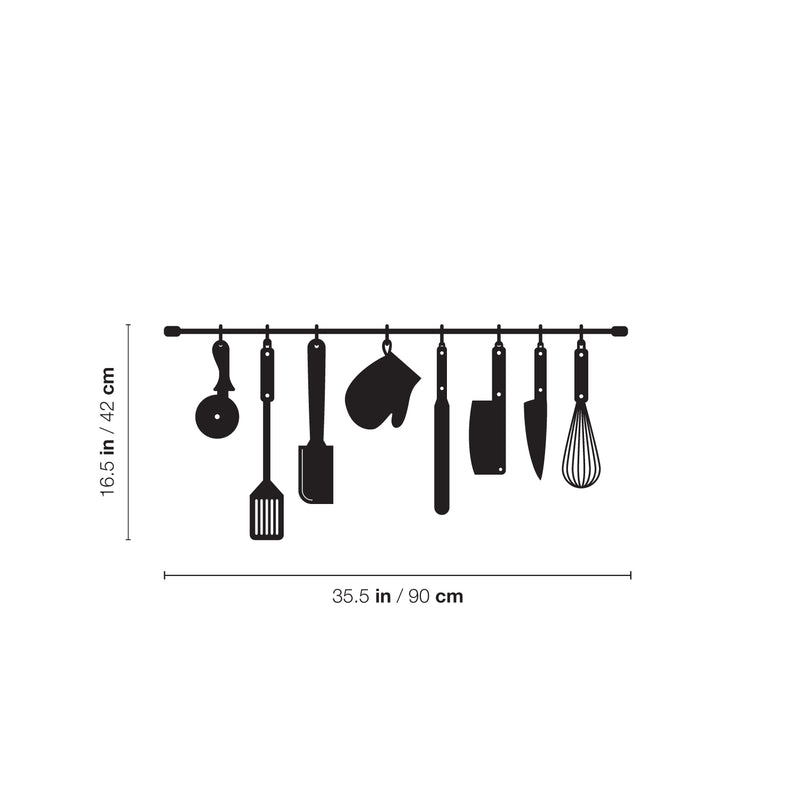 Vinyl Wall Art Decal - Kitchen Utensils - 16.5" x 35.5" - Modern Inspirational Shape Sticker For Home Bedroom Family Room Kitchen Dining Room Restaurant Decor 4
