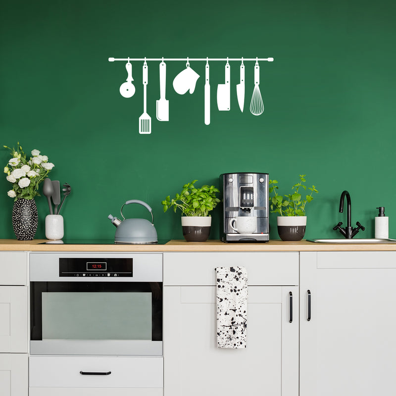 Vinyl Wall Art Decal - Kitchen Utensils - 16.5" x 35.5" - Modern Inspirational Shape Sticker For Home Bedroom Family Room Kitchen Dining Room Restaurant Decor 2