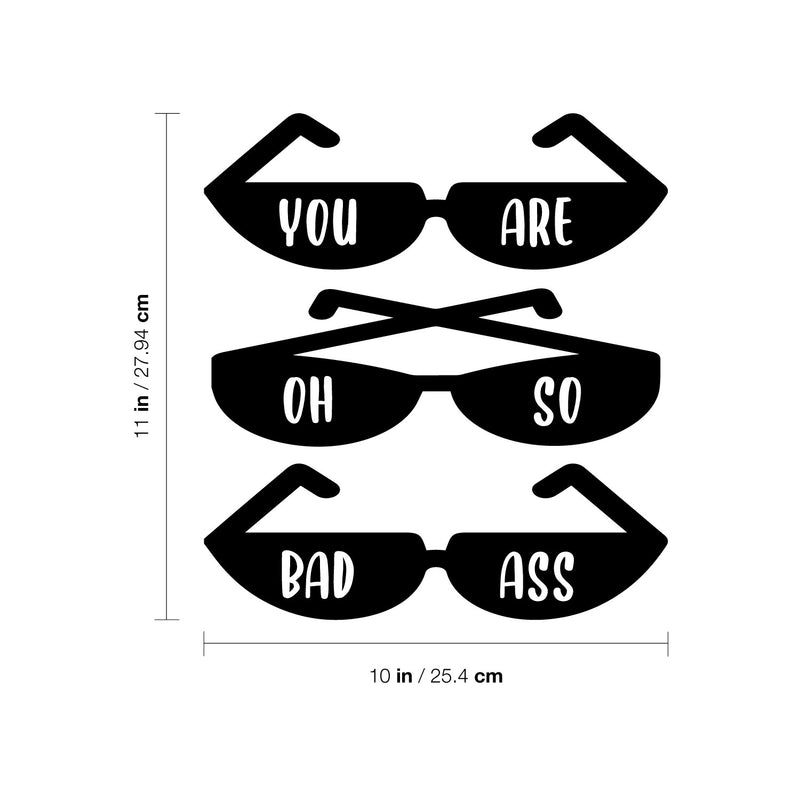 Vinyl Wall Art Decal - You Are Oh So Bad Ass - Trendy Feminine Quote Glasses Design Sticker For Home Office Bedroom Closet Living Room Boutique Beauty Saloon Decor 4