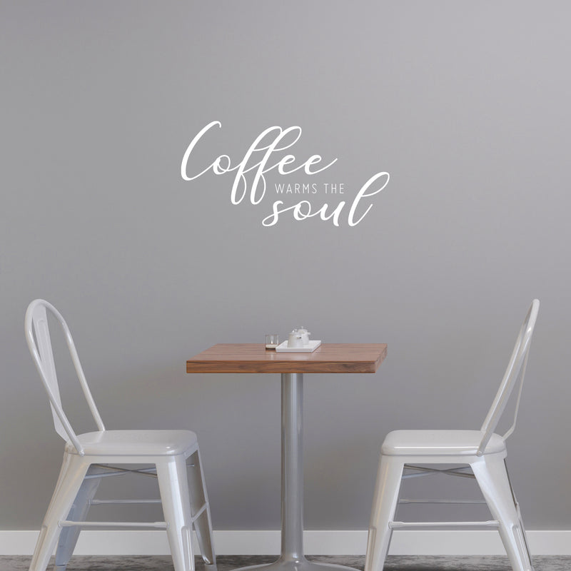 Vinyl Wall Art Decal - Coffee Warms The Soul - 15. Trendy Funny Lovely Caffeine Quote Sticker For Home Living Room Kitchen Office Coffee Shop Restaurant Storefront Decor 5