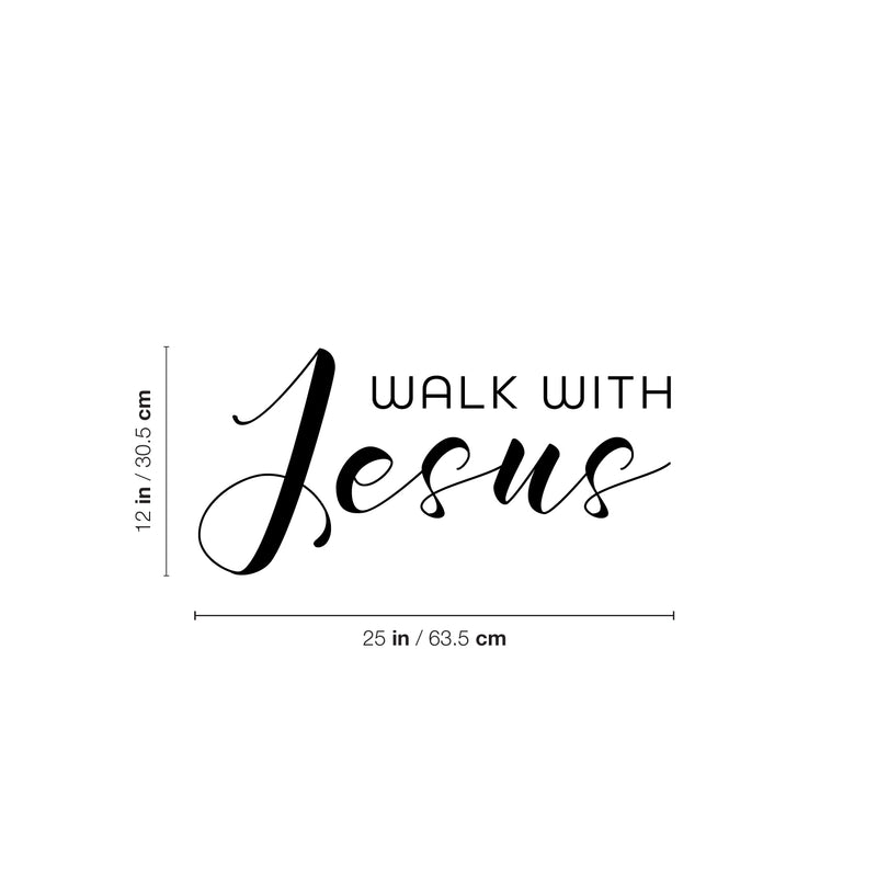 Vinyl Wall Art Decal - Walk With Jesus - Modern Inspirational Spiritual Quote Sticker For Home Office Church Living Room Bedroom Window Decor 4