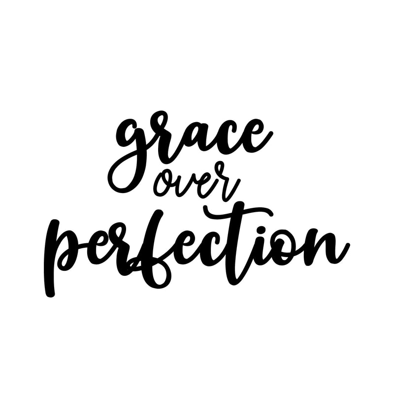 Vinyl Wall Art Decal - Grace Over Perfection - 9" x 15" - Modern Spiritual Lovely Inspirational Quote Sticker For Home Bedroom Closet Family Room Coffee Shop Religious Center Decor 1