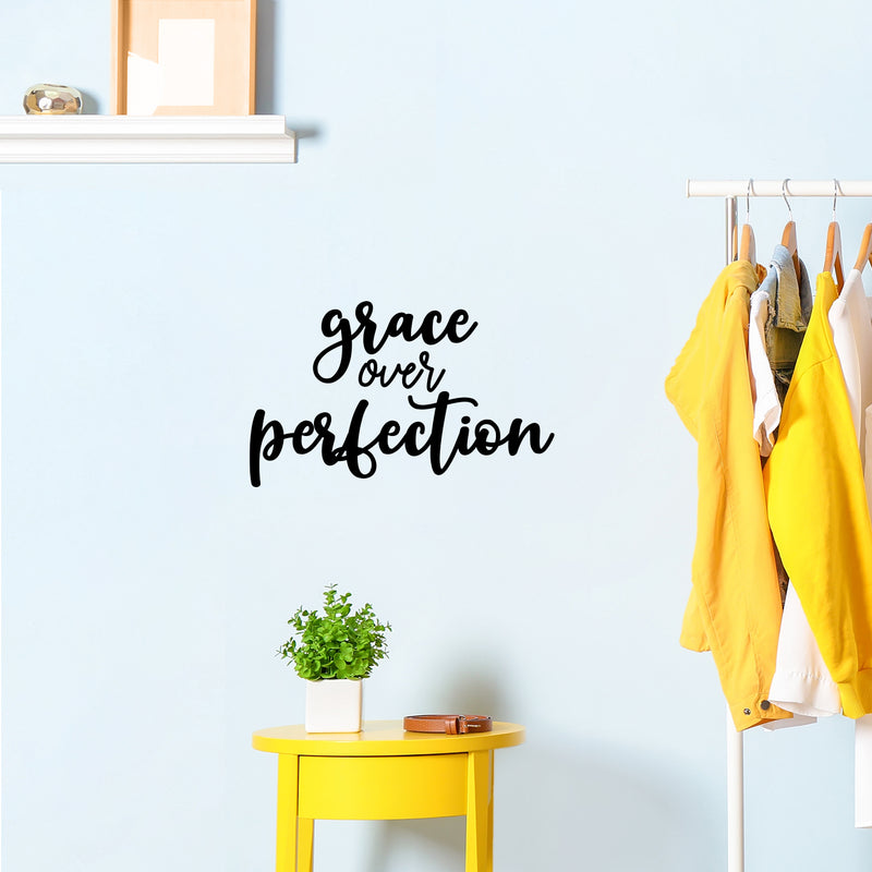 Vinyl Wall Art Decal - Grace Over Perfection - 9" x 15" - Modern Spiritual Lovely Inspirational Quote Sticker For Home Bedroom Closet Family Room Coffee Shop Religious Center Decor 3