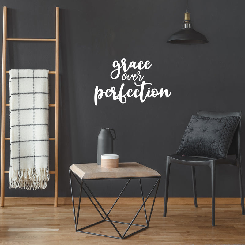 Vinyl Wall Art Decal - Grace Over Perfection - 9" x 15" - Modern Spiritual Lovely Inspirational Quote Sticker For Home Bedroom Closet Family Room Coffee Shop Religious Center Decor 3