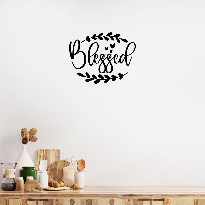 Vinyl Wall Art Decal - Blessed - Modern Inspirational Lovely Quote Sticker For Home Closet Kids Nursery Playroom Family Room Daycare Kindergarten Classroom Decor 2