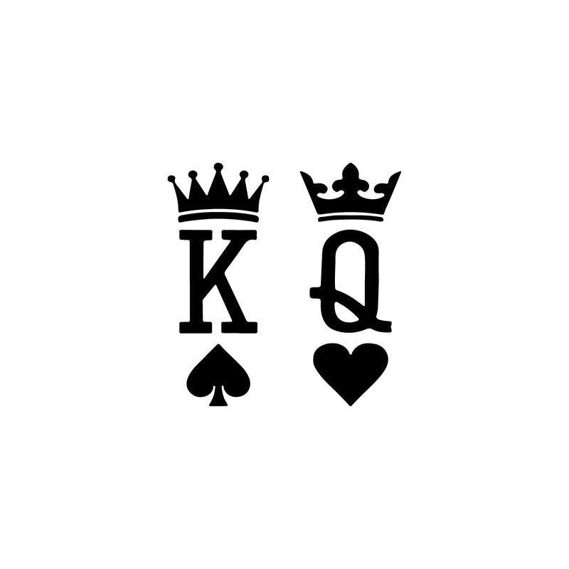 Vinyl Wall Art Decal - King and Queen - 6" x 5.7" - Modern Card Deck Design Sticker For Bedroom Mirror Make Up Notebooks Laptops Mugs Thermos Car Bumpers Windows Decor 1