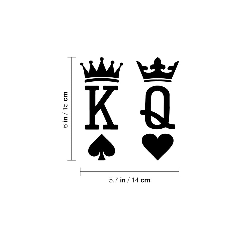 Vinyl Wall Art Decal - King and Queen - 6" x 5.7" - Modern Card Deck Design Sticker For Bedroom Mirror Make Up Notebooks Laptops Mugs Thermos Car Bumpers Windows Decor 4