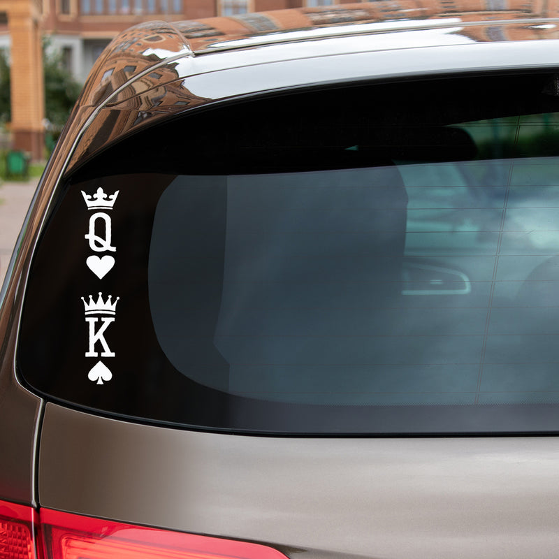 Vinyl Wall Art Decal - King and Queen - 6" x 5.7" - Modern Card Deck Design Sticker For Bedroom Mirror Make Up Notebooks Laptops Mugs Thermos Car Bumpers Windows Decor 3
