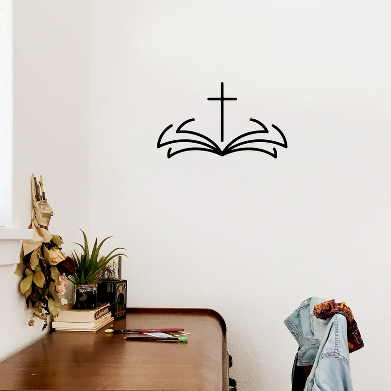 Vinyl Wall Art Decal - Bible Cross - Modern Inspirational Spiritual Figure Sticker For Home Office Church Window Living Room Bedroom Decor 3