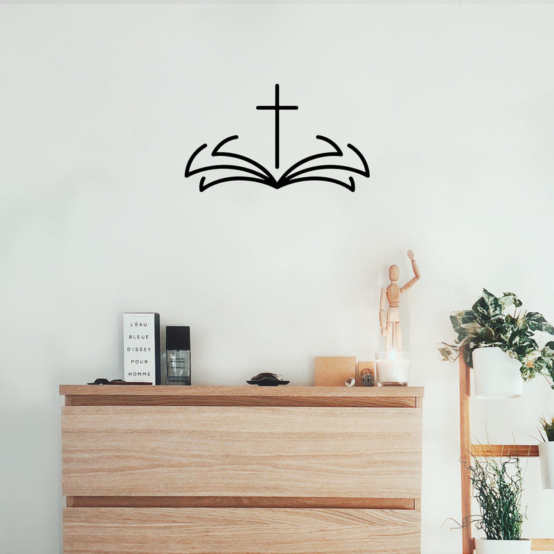 Vinyl Wall Art Decal - Bible Cross - Modern Inspirational Spiritual Figure Sticker For Home Office Church Window Living Room Bedroom Decor 2