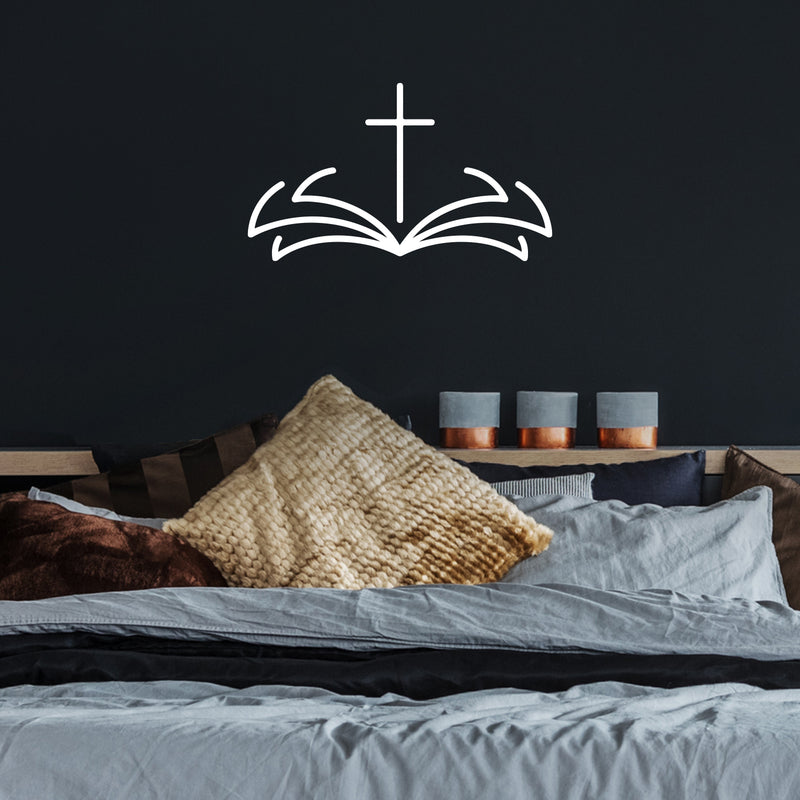 Vinyl Wall Art Decal - Bible Cross - 17" x 29" - Modern Inspirational Spiritual Figure Sticker For Home Office Church Window Living Room Bedroom Decor 2