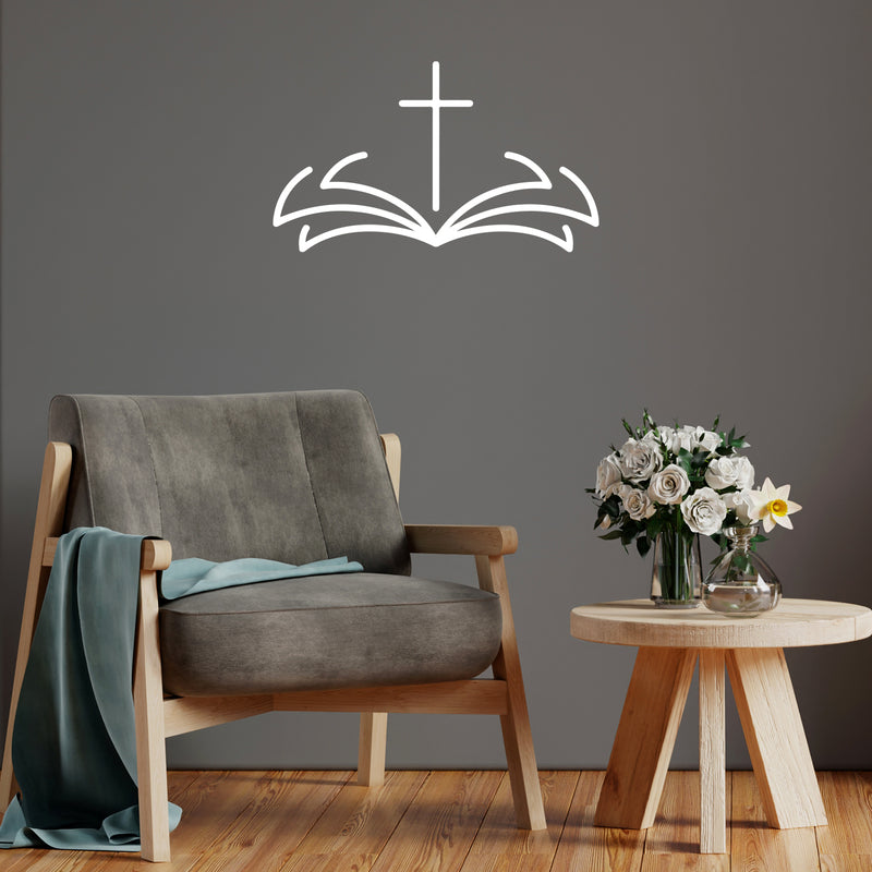 Vinyl Wall Art Decal - Bible Cross - 17" x 29" - Modern Inspirational Spiritual Figure Sticker For Home Office Church Window Living Room Bedroom Decor 3