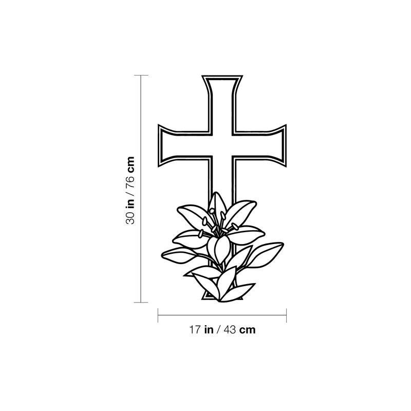 Vinyl Wall Art Decal - Cross Flower - 30" x 17" - Modern Spiritual Christianity Religion Inspiring Design Sticker For Home Bedroom Living Room Family Room Coffee Shop Church Decor 4