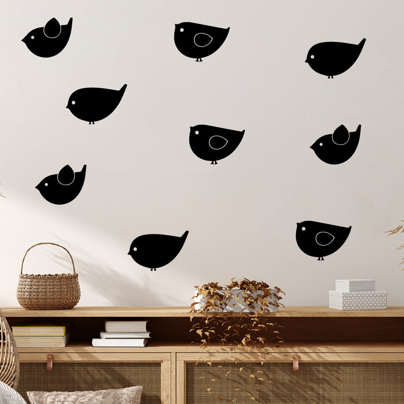 Set Of 9 Vinyl Wall Art Decal - Little Birds Set - From 6" x 9.5" Each - Trendy Fun Lovely Design Sticker For Home Nursery Playroom Kids Room Daycare Classroom Baby Room Decor 2