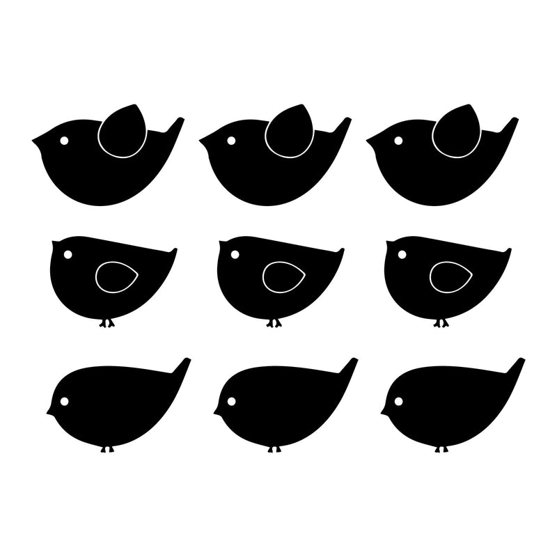 Set Of 9 Vinyl Wall Art Decal - Little Birds Set - From 6" x 9.5" Each - Trendy Fun Lovely Design Sticker For Home Nursery Playroom Kids Room Daycare Classroom Baby Room Decor 1