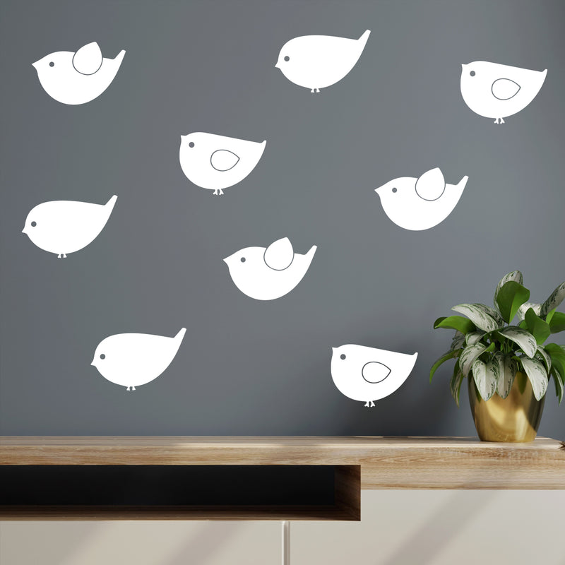 Set Of 9 Vinyl Wall Art Decal - Little Birds Set - From 6" x 9.5" Each - Trendy Fun Lovely Design Sticker For Home Nursery Playroom Kids Room Daycare Classroom Baby Room Decor 3