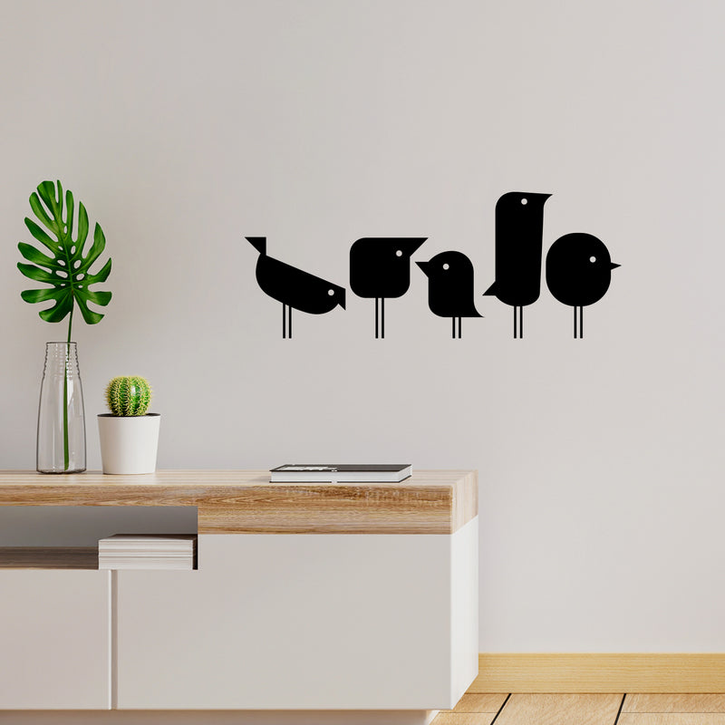 Set Of 5 Vinyl Wall Art Decal - Little Birds Set - 9" x 23" - Trendy Funny Lovely Design Sticker For Home Kids Room Nursery Playroom Daycare Living Room Classroom Baby Room Decor 2