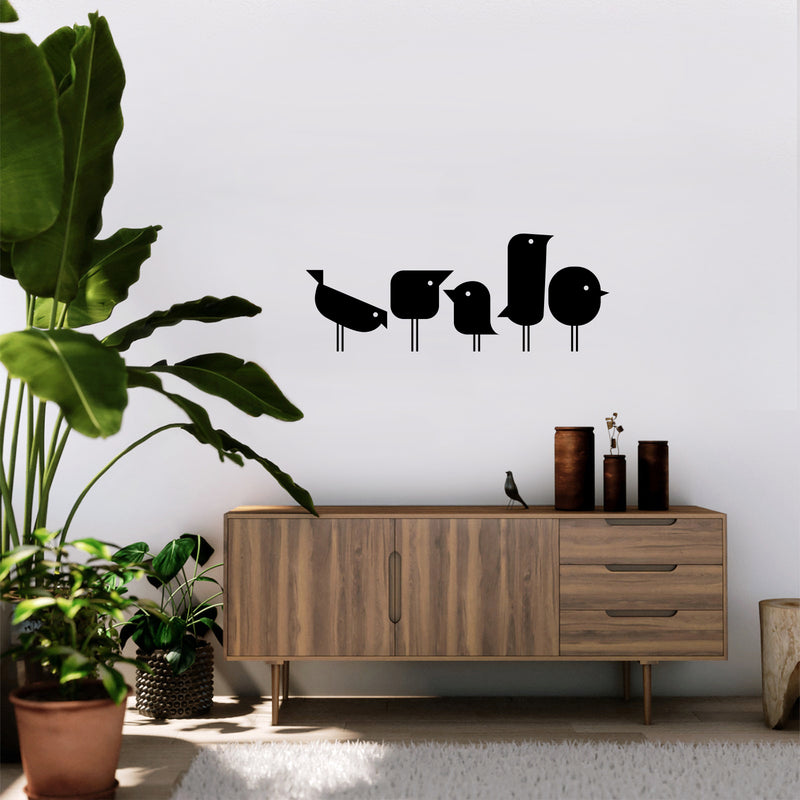 Set Of 5 Vinyl Wall Art Decal - Little Birds Set - Trendy Funny Lovely Design Sticker For Home Kids Room Nursery Playroom Daycare Living Room Classroom Baby Room Decor 3