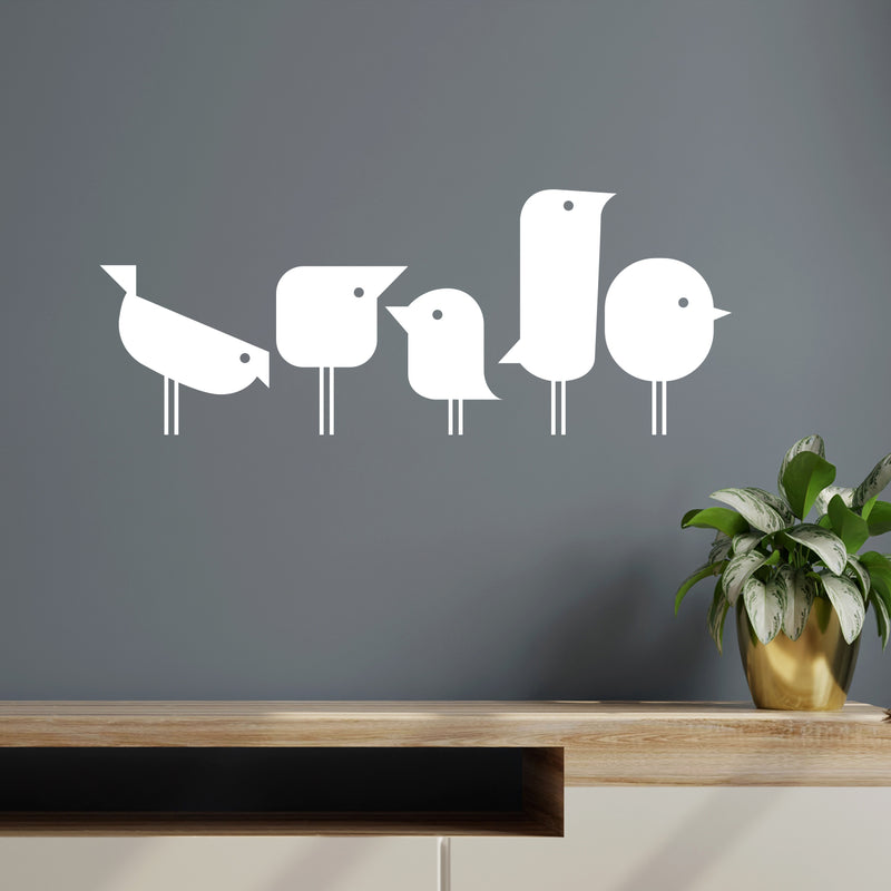 Set Of 5 Vinyl Wall Art Decal - Little Birds Set - 9" x 23" - Trendy Funny Lovely Design Sticker For Home Kids Room Nursery Playroom Daycare Living Room Classroom Baby Room Decor 2