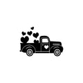 Vinyl Wall Art Decal - Valentines Truck Hearts -- Modern Fun Inspirational Lovely Valentine's Design Sticker For Home Couples Bedroom Living Room Office School Coffee Shop Decor 1